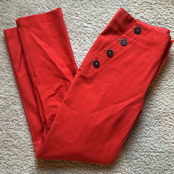 ANTHROPOLOGIE The Essential Slim Trousers Red Ankle Sailor Pants - Picture 6 of 12